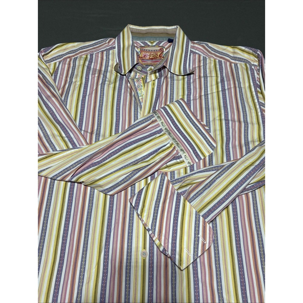 Robert Graham Men's Long Sleeve Striped Shirt Multicolor, Size XL, Cotton